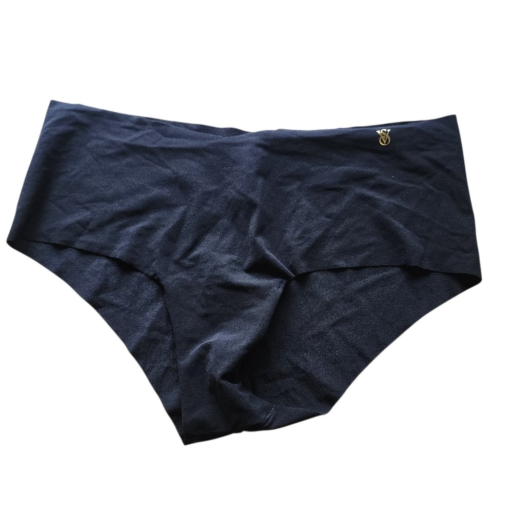 Victorias Secret Black Cheeky Seamless Panty Gold Logo Medium 11208133